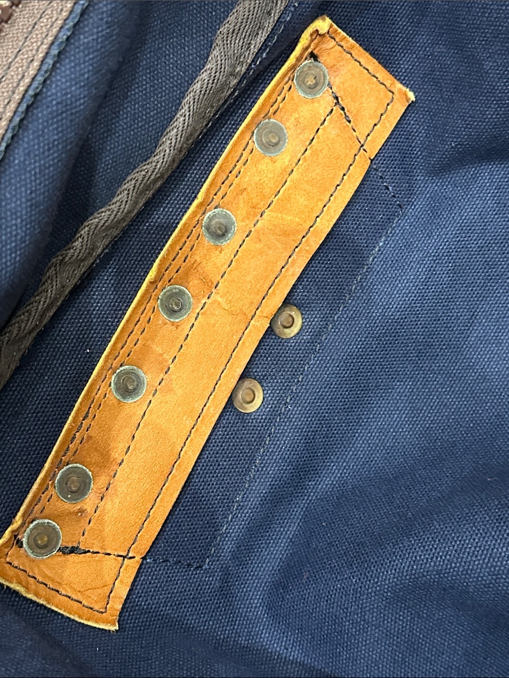 Duluth Pack Navy and Brown Canvas Backpack with Leather Front Pocket. Made ๐บ๐ธ - Picture 7 of 9